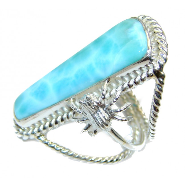Great quality Spider Blue Larimar Sterling Silver Ring size 8