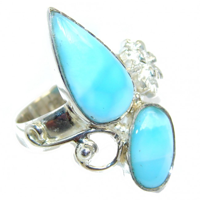 Great quality Blue Larimar Sterling Silver Ring size 8