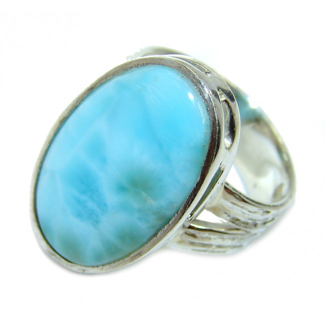 Great quality Blue Larimar Sterling Silver Ring size 6 1/4