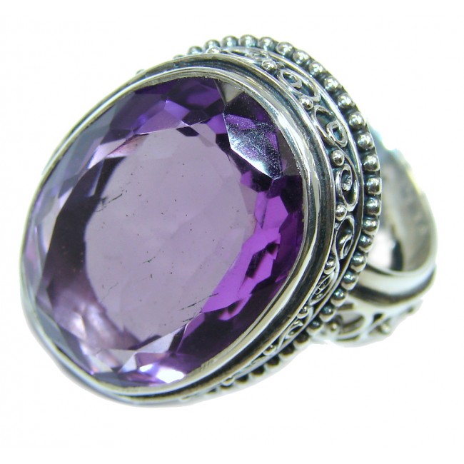 Amazing Created Amethyst Sterling Silver Ring size adjustable