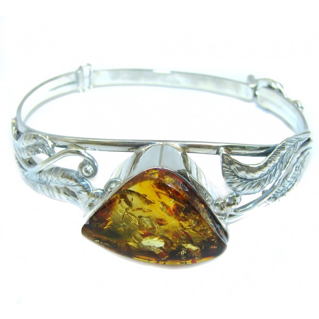 Gorgeous AAA Polish Amber Sterling Silver Bracelet / Cuff