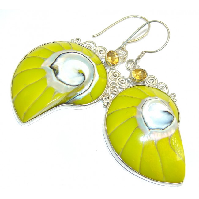 Lovely Yellow Ocean Shell Sterling Silver earrings
