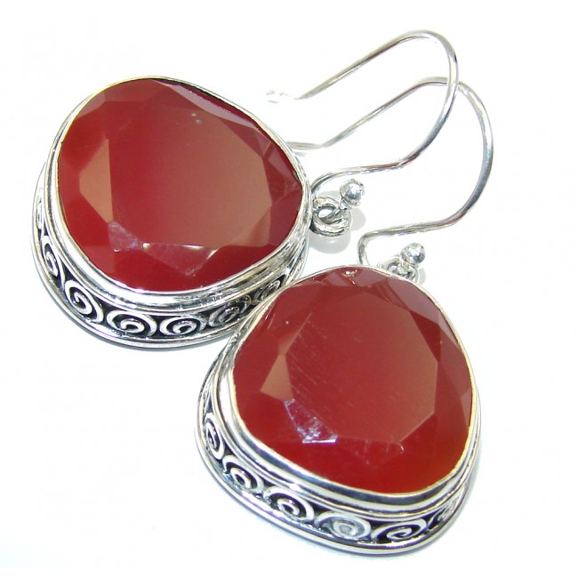 Simple Vintage Style Orange Carnelian Sterling Silver earrings