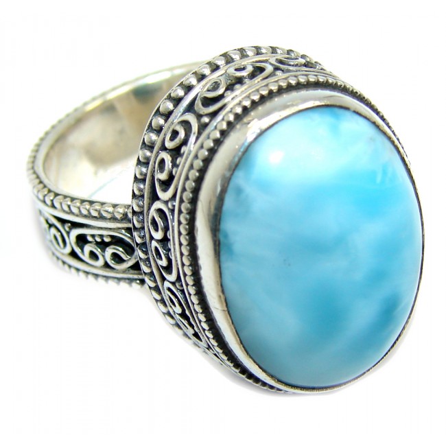 Sublime quality Blue Larimar Sterling Silver Ring size 9