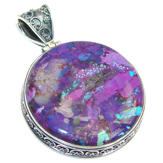 Stylish Genuine Purple Turquoise Sterling Silver Pendant