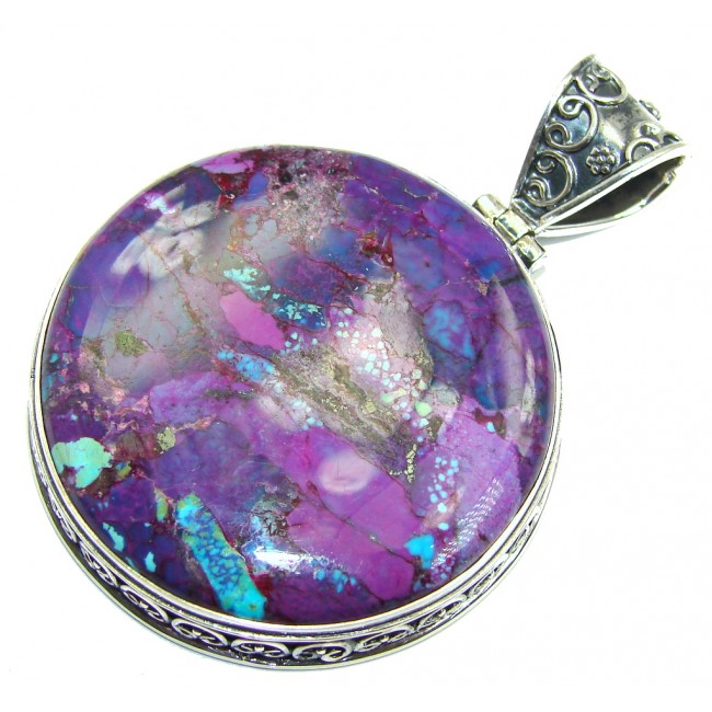 Stylish Genuine Purple Turquoise Sterling Silver Pendant