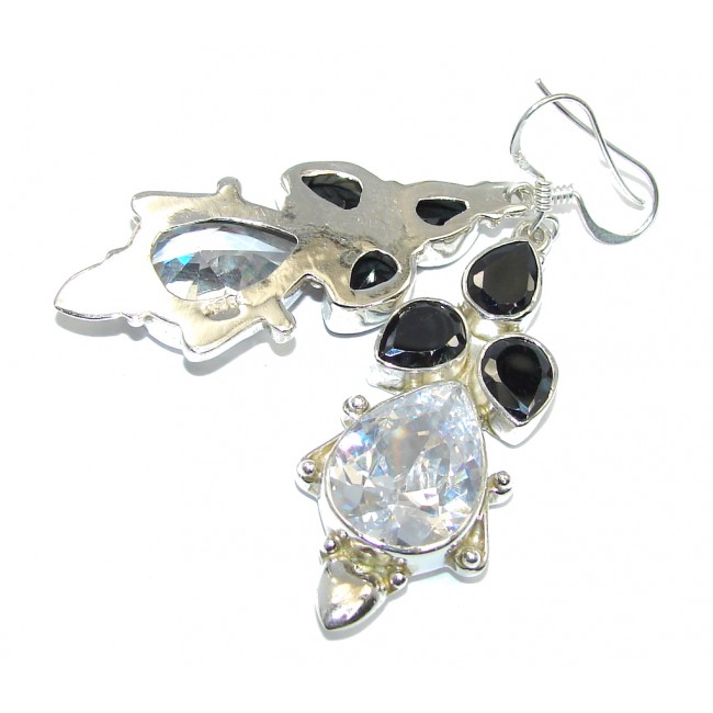 Great White & Black Cubic Zirconia Sterling Silver earrings