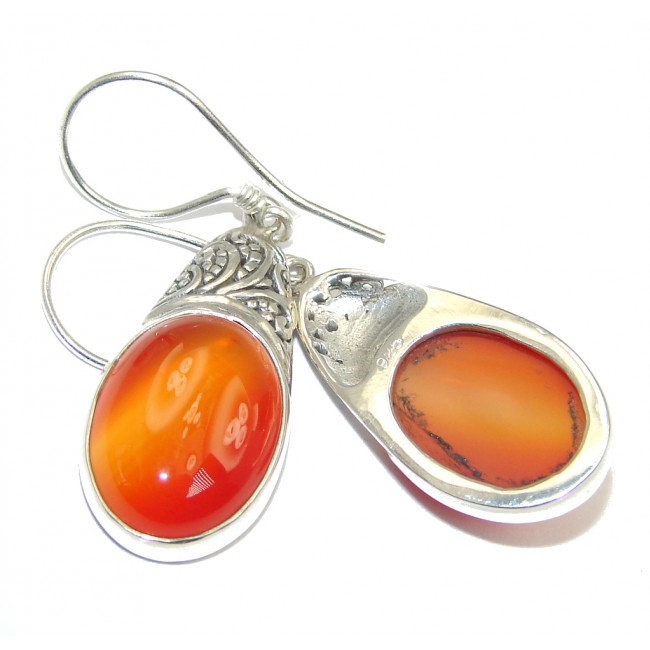 Simple Beauty Orange Carnelian Sterling Silver earrings