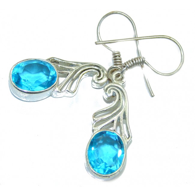 True Beauty Blue Topaz Handmade Sterling Silver earrings