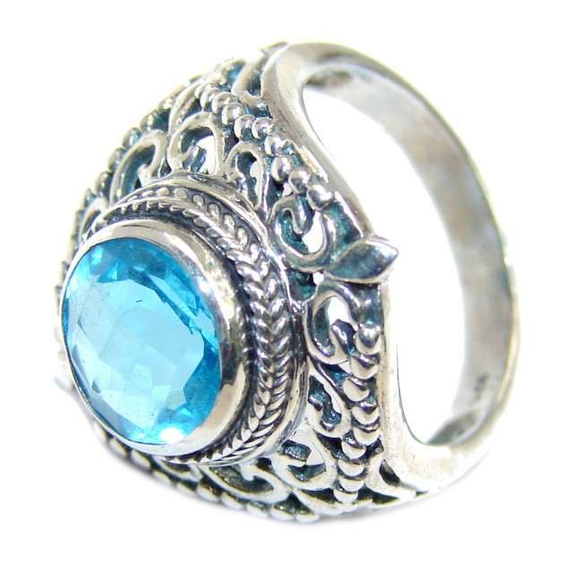 Fabulous Blue Swiss Topaz Sterling Silver ring s. 7