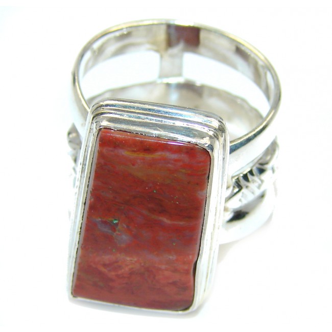 Vintage Style Perfect Red Jasper Sterling Silver Ring s. 6