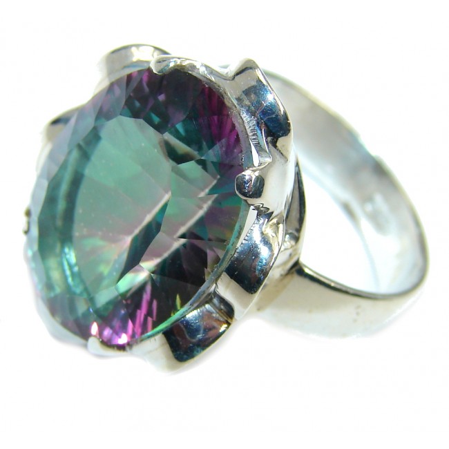 Exotic Rainbow Magic Topaz Sterling Silver Ring s. 10