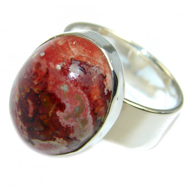 Fabulous AAA+ Mexican Fire Opal Oxidized Sterling Silver Ring s. 10