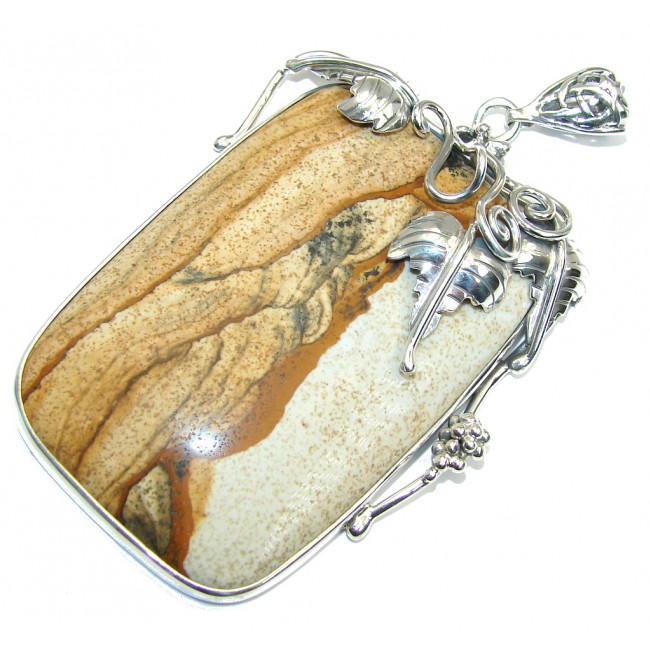 Huge Incredible natural pattern AAA+ Picture Jasper Sterling Silver handcrafted Pendant