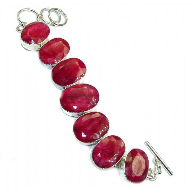 Sublime Red Passion Kashmire Ruby Sterling Silver Bracelet