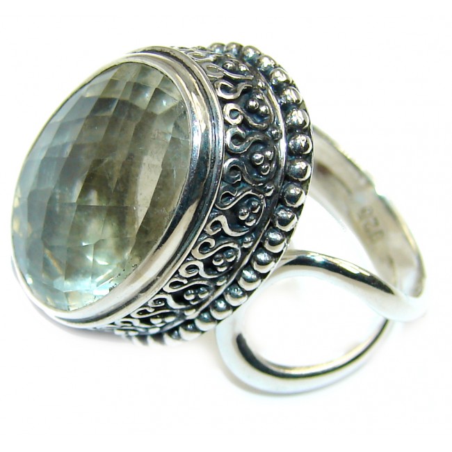Chunky Sublime Green Amethyst Sterling Silver ring size adjustable
