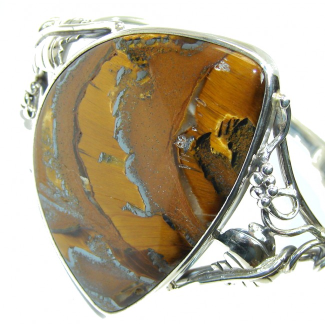 Simply Gorgeous Golden Tigers Eye Sterling Silver Bracelet / Cuff