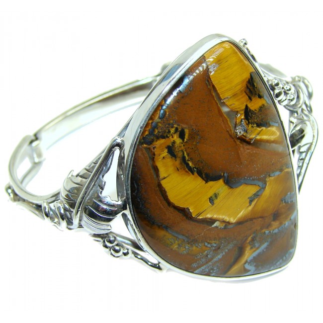 Simply Gorgeous Golden Tigers Eye Sterling Silver Bracelet / Cuff