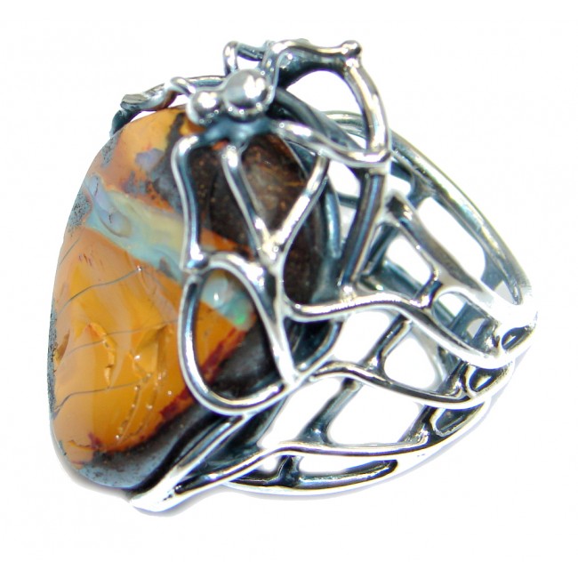 Spider Australian Boulder Opal Sterling Silver Ring size adjustable