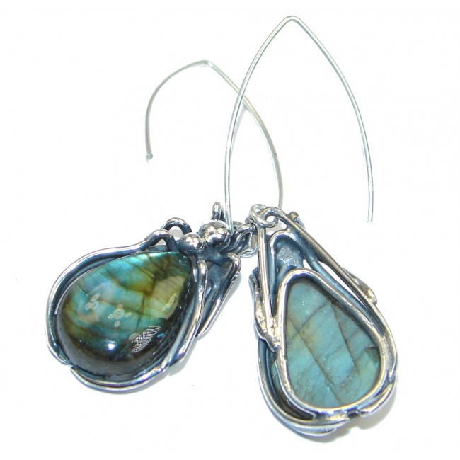 Perfect Modern Labradorite Sterling Silver handmade earrings