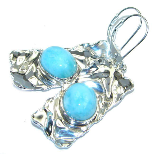 Caribbean Beauty AAA Blue Larimar Sterling Silver earrings