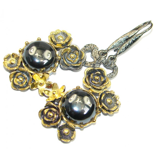 Perfect Silver Hematite Rhodium Gold over Sterling Silver handmade earrings