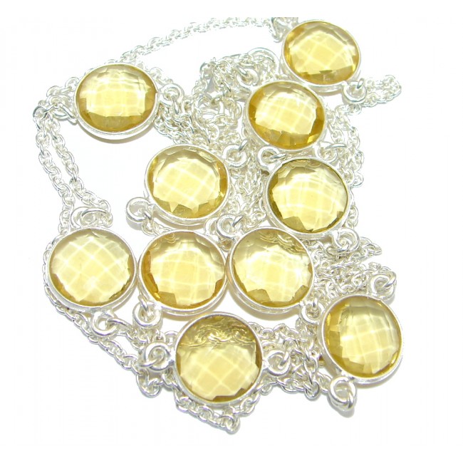 36 inches created Citrine Sterling Silver Necklace