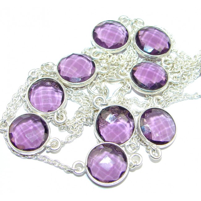 36 inches created Amethyst Sterling Silver Necklace
