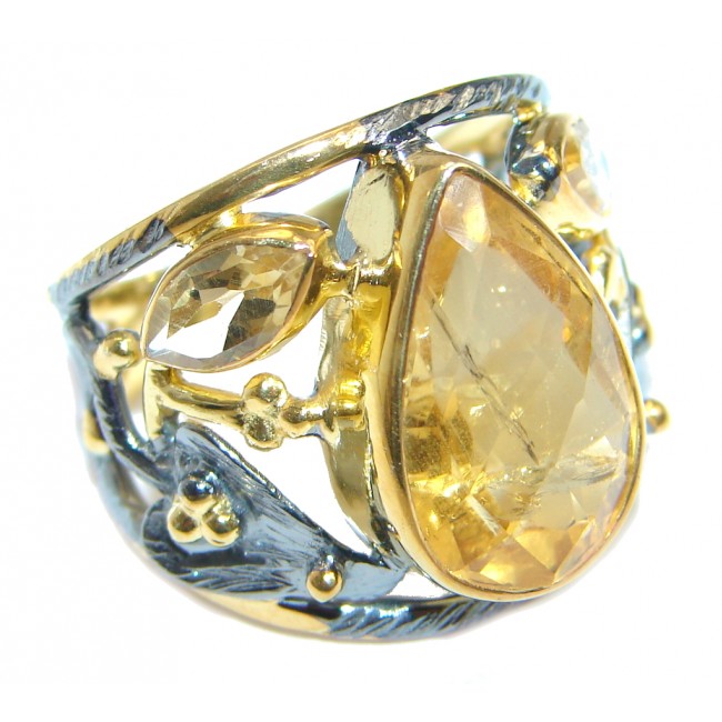Summer Blast natural Citrine Gold Rhodium plated over Sterling Silver Ring s. 7