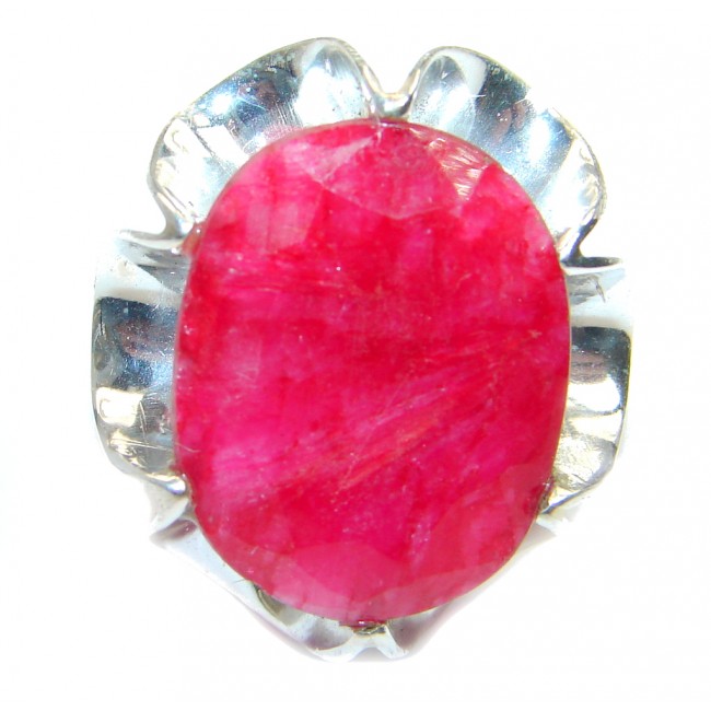 Kashmire Ruby Sterling Silver ring; s. 6 1/2