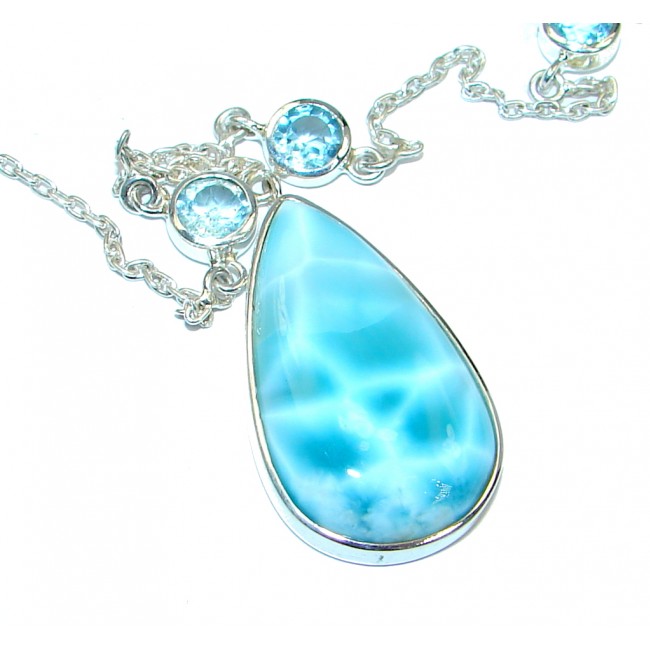AAA+ Blue Larimar Swiss Blue Topaz Sterling Silver necklace