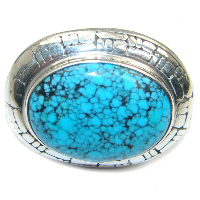 Huge Vintage Design Spider's Web Turquoise Sterling Silver Ring s. 7