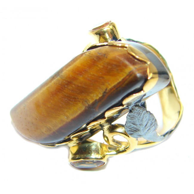 Golden AAA Tigers Eye Gold plated over Sterling Silver ring s. 8