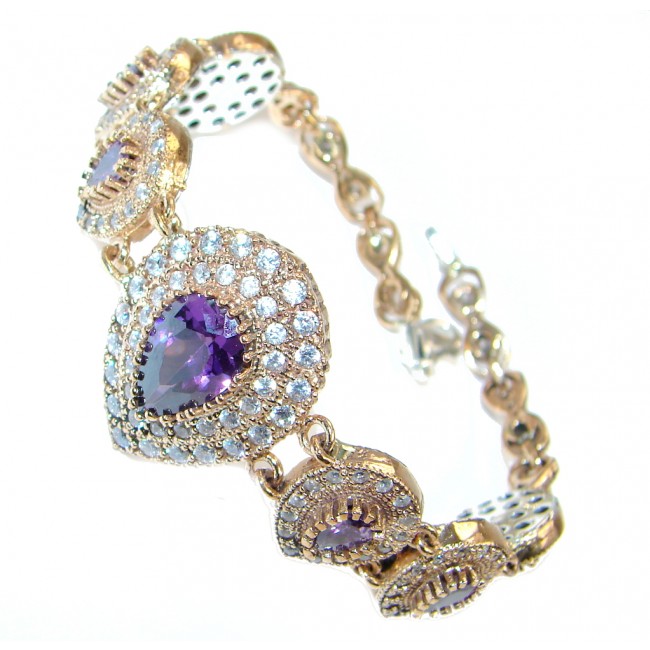 Victorian Style created Amethyst & White Topaz Sterling Silver Bracelet
