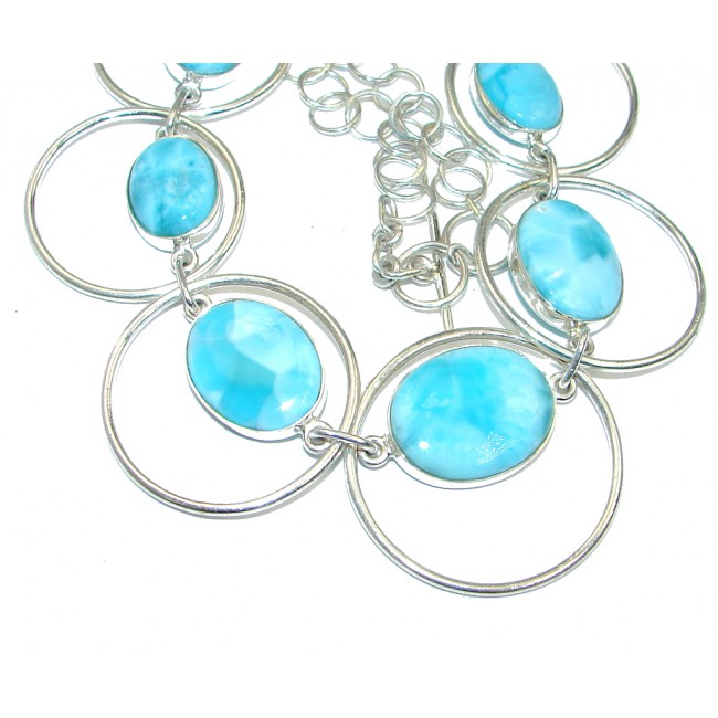 Sublime AAA+ Blue Larimar Sterling Silver handmade necklace
