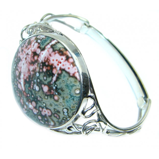 Authentic Pink Ocean Jasper Sterling Silver handcrafted Bracelet / Cuff