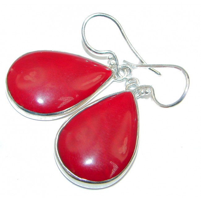 Deep Love Red Fossilized Coral Sterling Silver earrings