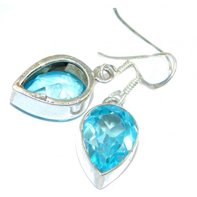 Sublime Swiss Blue Topaz habndmade Sterling Silver earrings