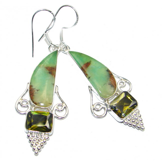 Amazing Green Chrysophrase Sterling Silver earrings