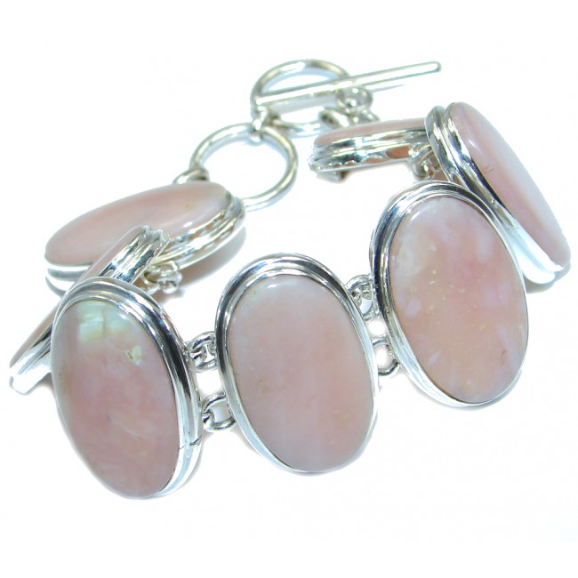 Outstanding Quality Pink Opal Handcrafted Sterling Silver Bracelet