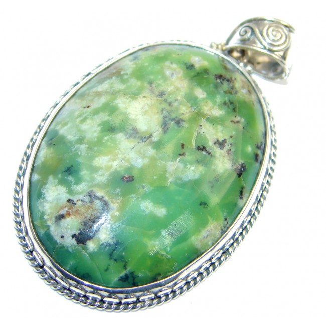 Fantastic Green Jade Sterling Silver Pendant
