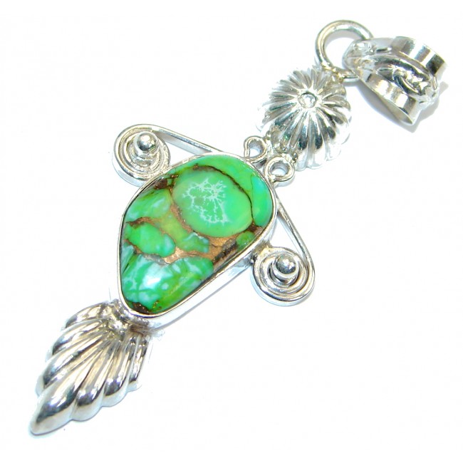 Natural Green Turquoise Amethhyst Sterling Silver Pendant