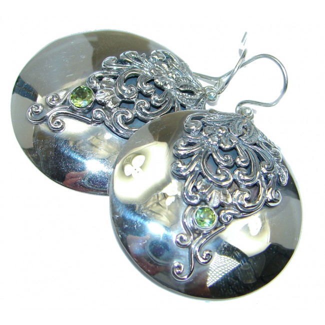 Genuine Peridot Sterling Silver handmade earrings
