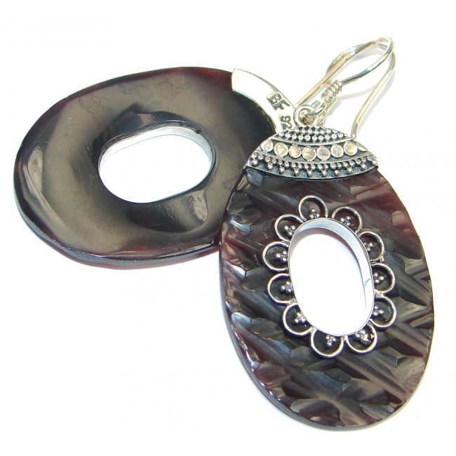 Carved Ocean Shell Sterling Silver handmade earrings