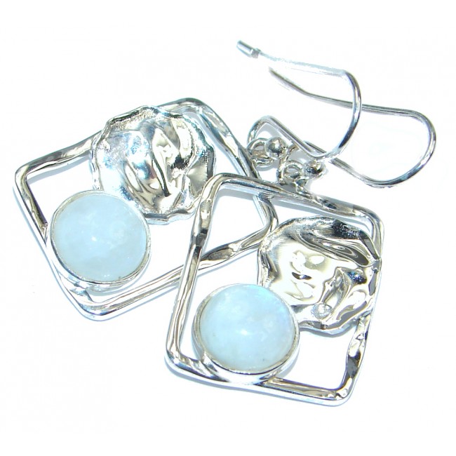 Rainbow White Moonstone Sterling Silver earrings