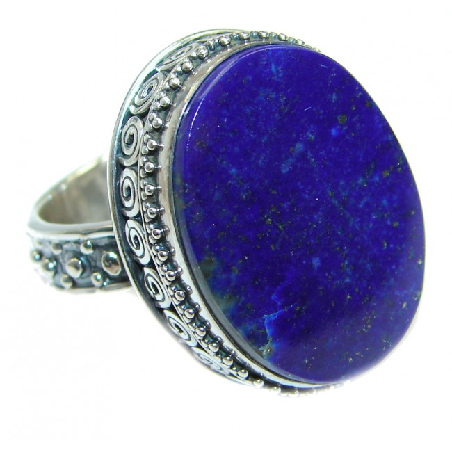 Perfect AAA Blue Lapis Lazuli Sterling Silver Ring size adjustable