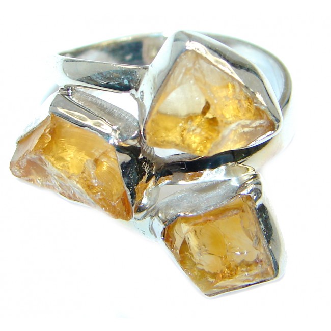 Natural Rough Citrine Sterling Silver Ring s. 7