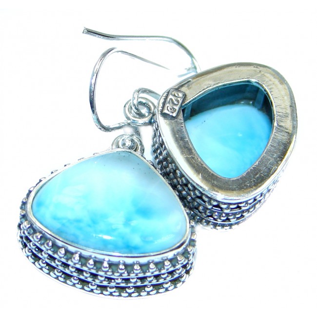 Caribbean Beauty AAA Blue Larimar Sterling Silver earrings