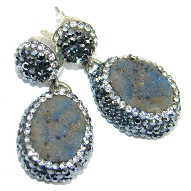 Agate Druzy Spinel Sterling Silver hand made earrings