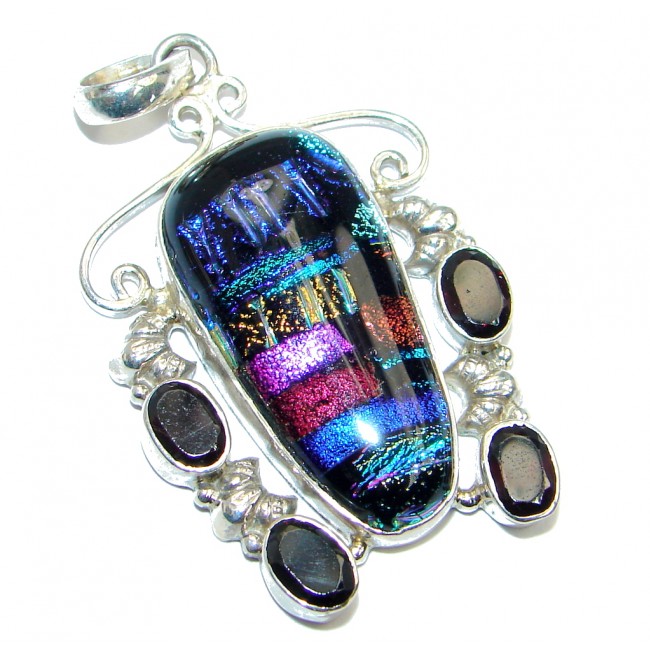 Mexican Dichroic Glass Sterling Silver Pendant
